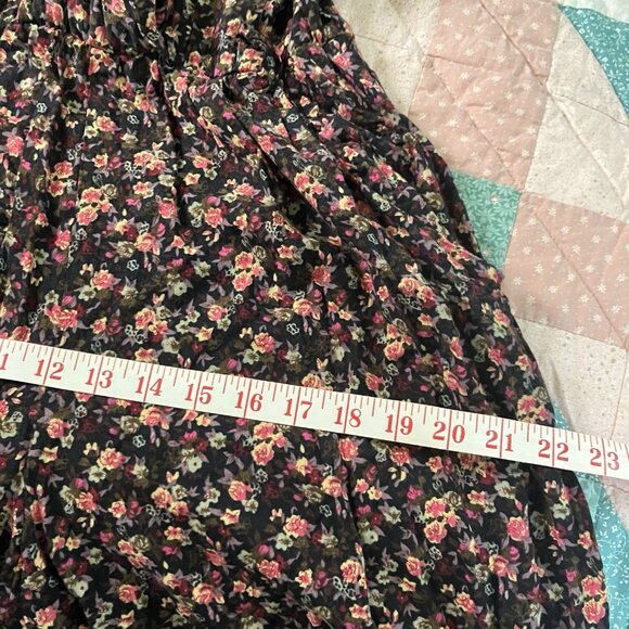 Vintage 90s Floral Jumpsuit Womens Her Rayon Black Pink Grunge Cottagecore - Picture 9 of 13